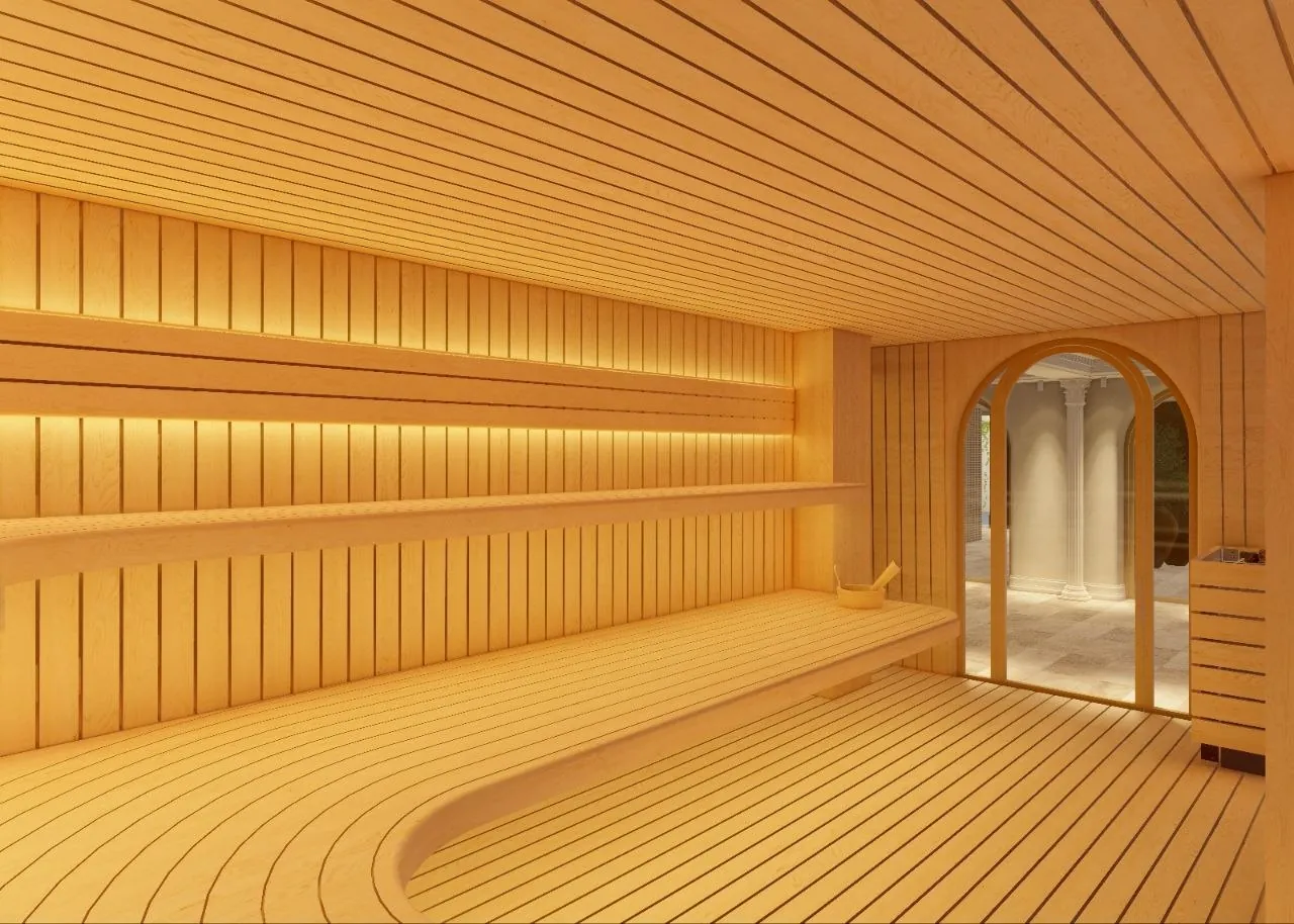 Ahşap sauna — Didim spa merkezi inşaatı